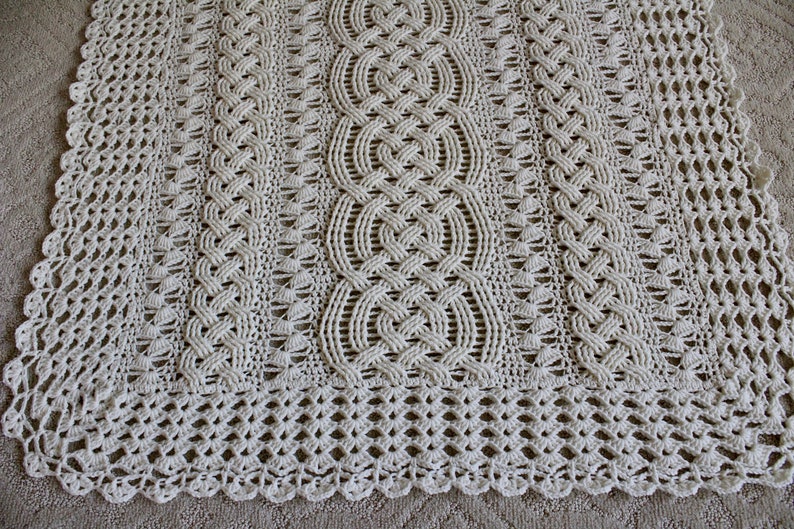 Crochet Blanket Pattern Fiona Cable Lace Braided Blanket - Etsy