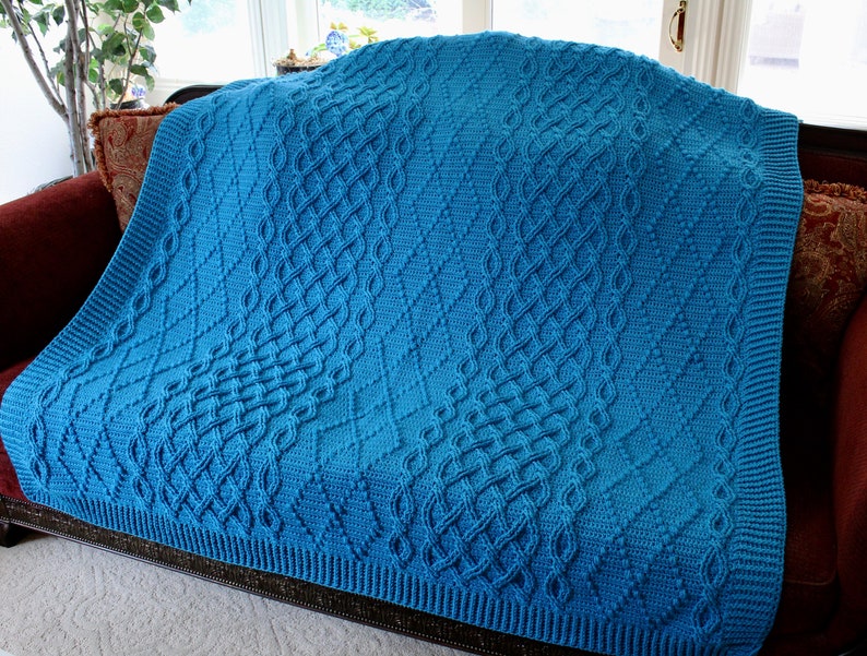 Crochet Blanket Pattern Moon River Cable Braided Blanket Crochet Pattern Blanket Throw Afghan Celtic Crochet pattern home decor handmade image 6