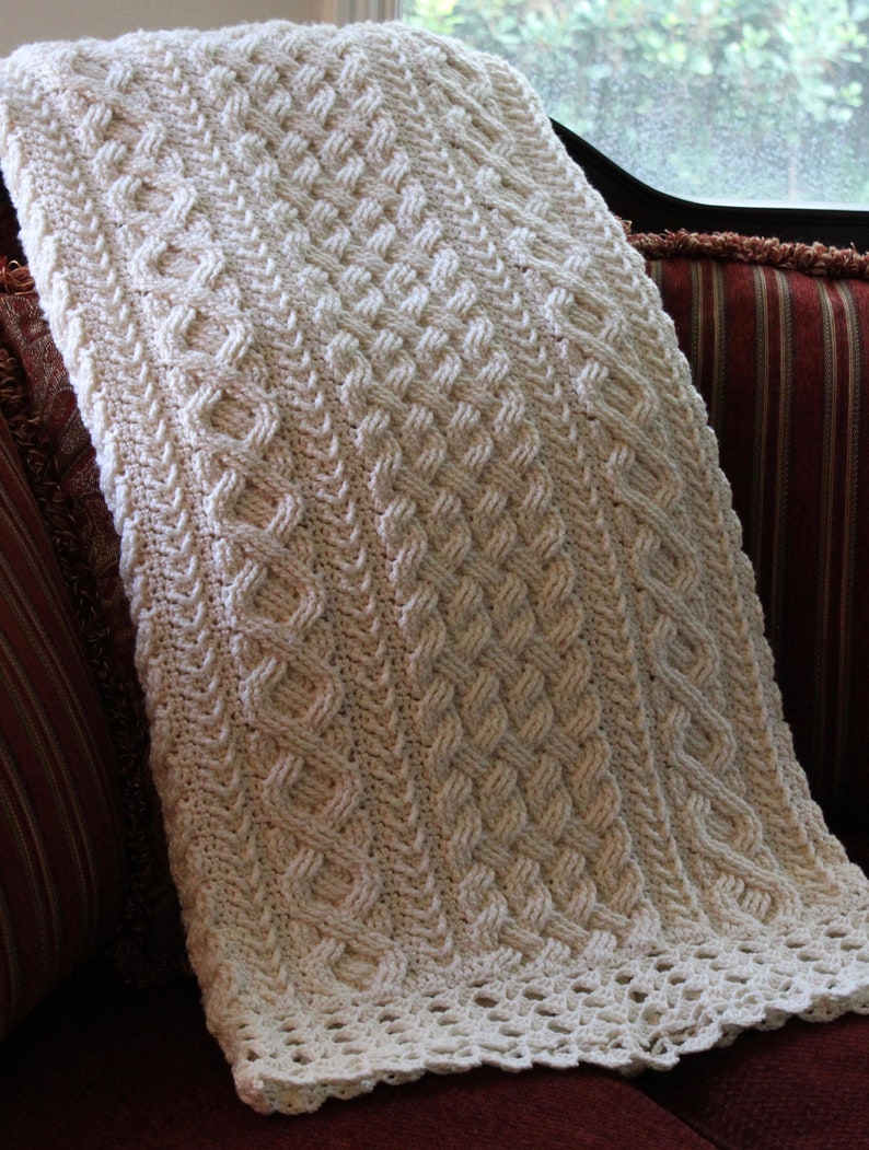 Crochet Blanket Pattern Braemar Cable Braided Blanket Crochet Pattern Throw Afghan Aran Celtic Cable Crochet Pattern Blanket Holiday image 8