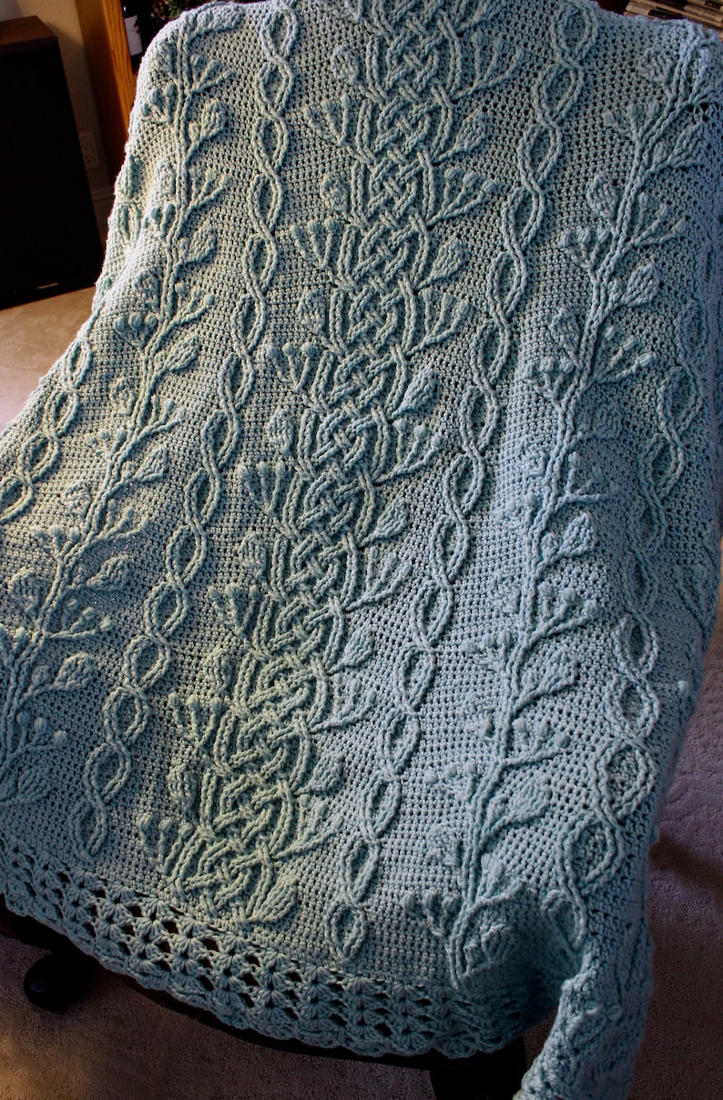 Crochet Blanket Pattern Celtic Garden Braided Cable Blanket Afghan Throw Crochet Pattern Home Decor image 7
