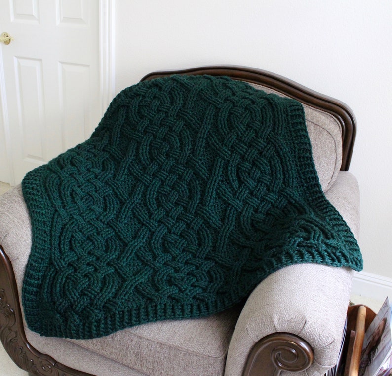 Cloverhill Cable Blanket Crochet Pattern for Women and Men, Baby Blanket Chunky Bulky Yarn PDF Download Home Decor image 4