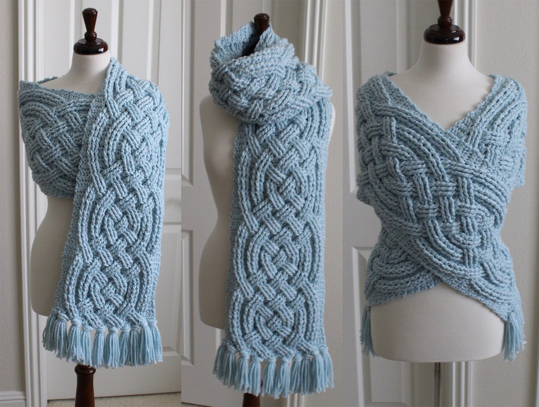Crochet Scarf Pattern, Super Saxon Scarf Celtic Crochet Pattern for