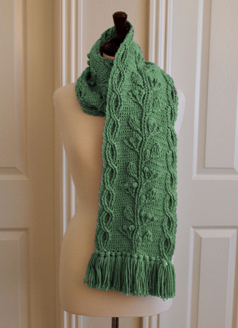 Crochet Scarf Pattern, Celtic Garden Braided Cable Scarf Crochet Pattern for Men and Women PDF download Celtic Crochet Pattern Clothing image 2