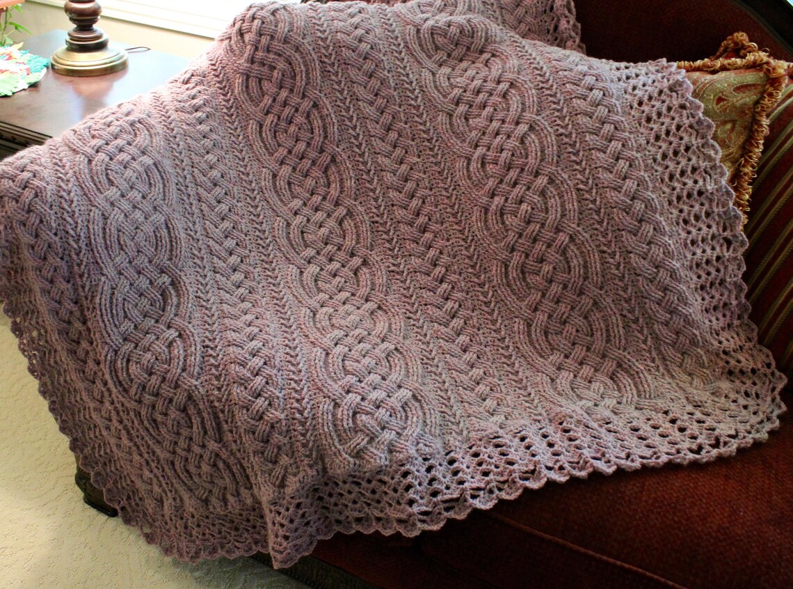 Crochet Blanket Pattern Aberdeen Braided Cable Blanket Afghan Etsy