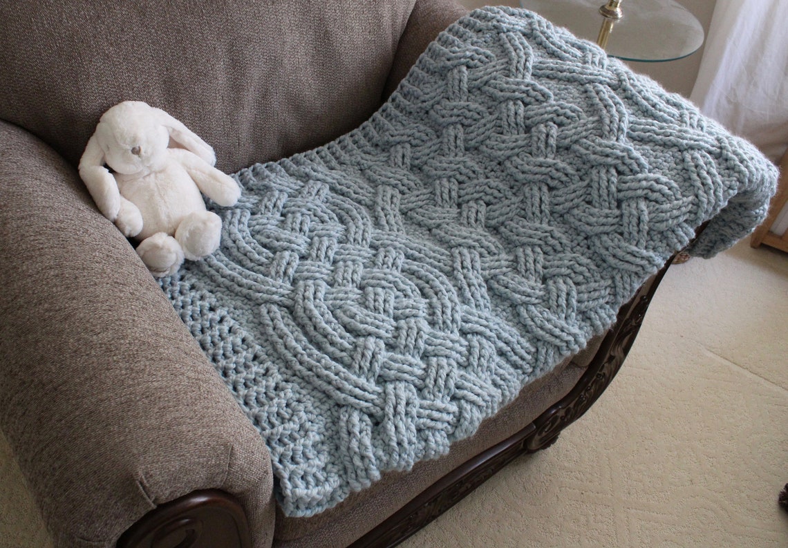 Moonbeam Cable Braided Blanket Throw Afghan Crochet Pattern Etsy