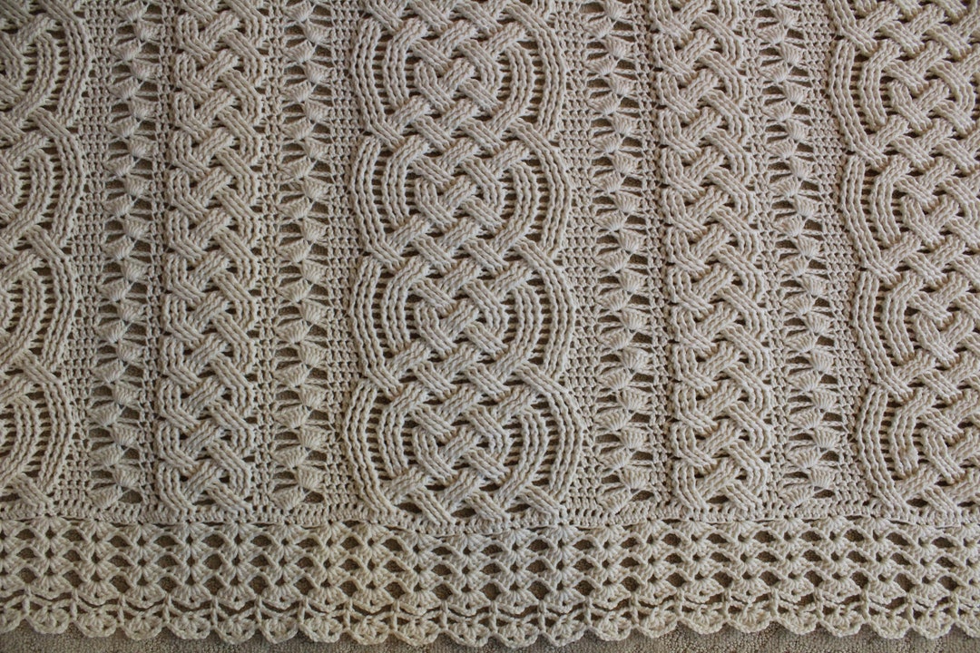 Crochet Blanket Pattern Large Fiona Cable Lace Braided Blanket Crochet