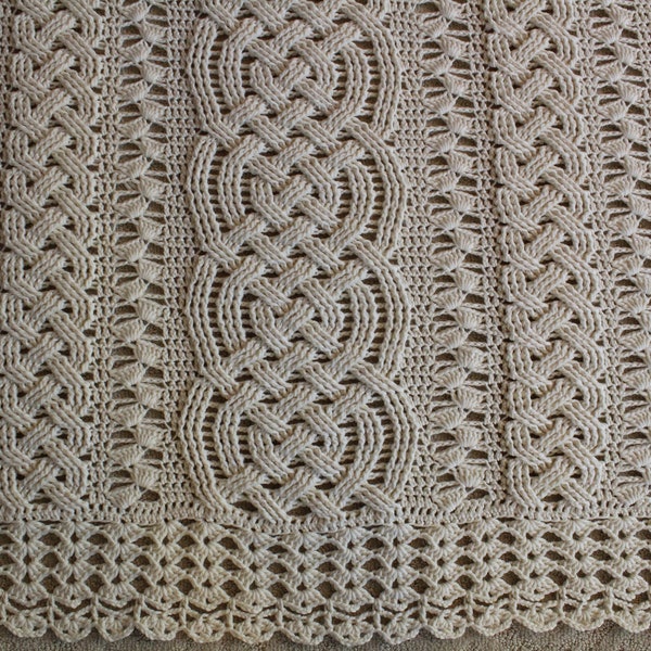 Crochet Blanket Pattern Large Fiona Cable Lace Braided Blanket Crochet Pattern Blanket Throw Afghan Lace Yarn Aran Celtic Summer