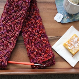 Crochet Scarf Pattern, Bordeaux Braided Cable Scarf Crochet Pattern for Women and Men, Scarf cowl accessories, aran celtic crochet