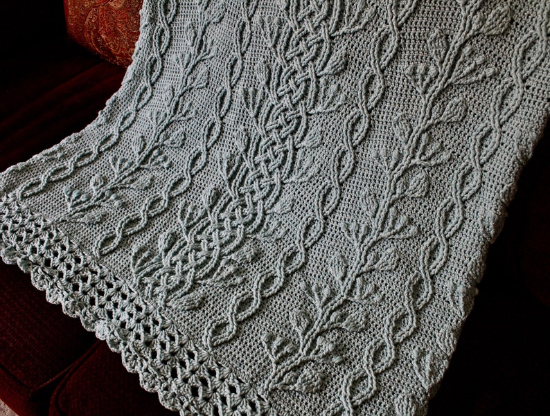 Crochet Blanket Pattern Celtic Garden Braided Cable Blanket Afghan Throw Crochet Pattern Home Decor image 8