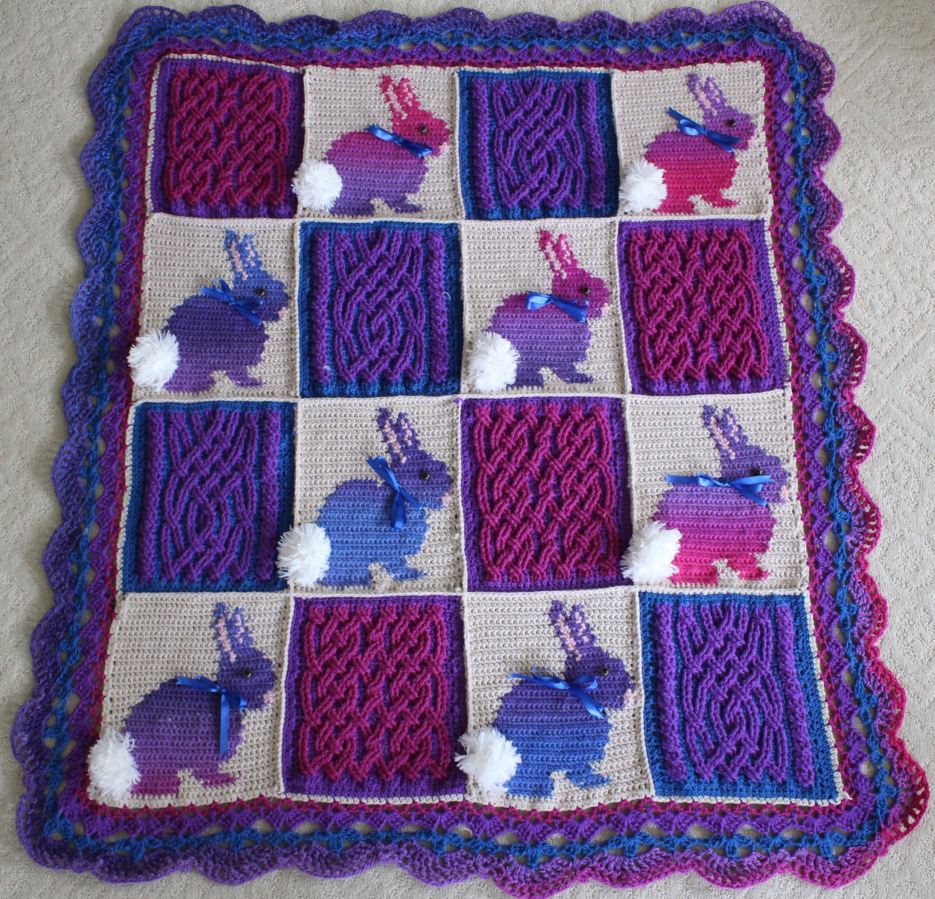 Crochet Blanket Pattern Bunny Cable Braided Blanket Crochet Pattern ...