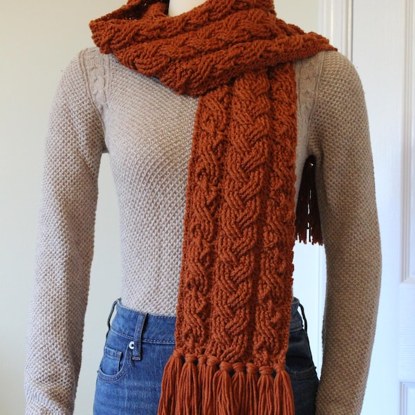 Crochet Scarf Pattern, Autumn Haven Braided Cable Scarf Crochet Pattern for Men and Women PDF download Celtic Crochet Pattern Clothing
