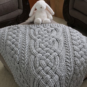 Crochet Blanket Pattern Irish Lullaby Cable Braided Blanket Crochet Pattern Baby Blanket Throw Afghan Bulky Chunky Yarn Nursery Aran Celtic image 4