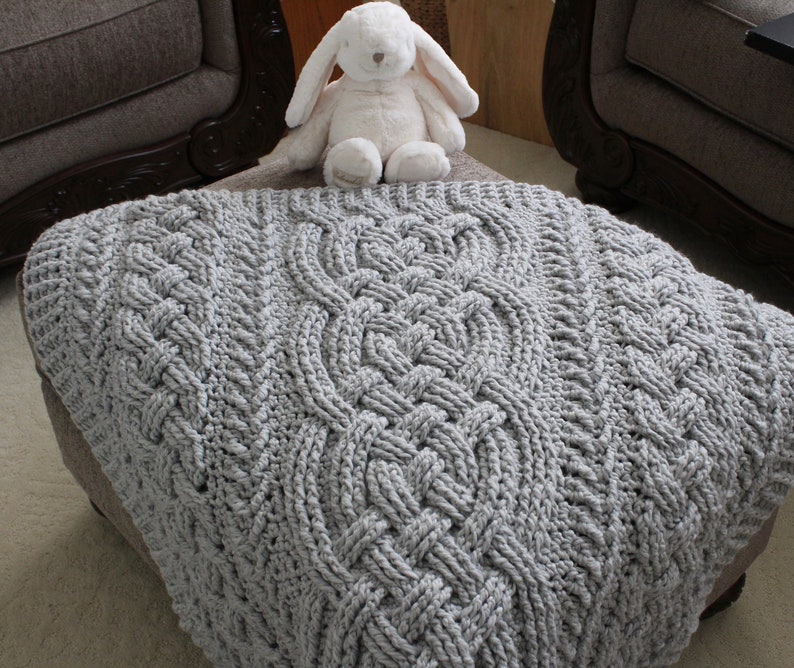 Crochet Blanket Pattern Irish Lullaby Cable Braided Blanket Crochet Pattern Baby Blanket Throw Afghan Bulky Chunky Yarn Nursery Aran Celtic image 2