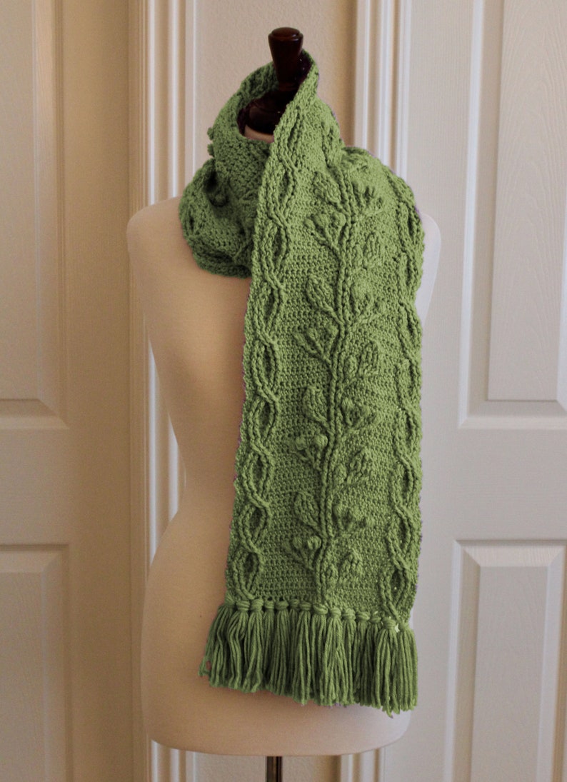 Crochet Scarf Pattern, Celtic Garden Braided Cable Scarf Crochet Pattern for Men and Women PDF download Celtic Crochet Pattern Clothing image 1