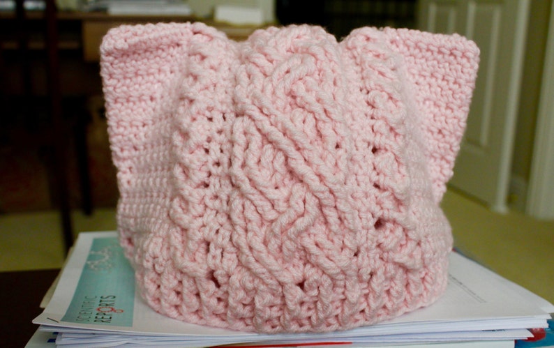 Inverness Cable Cat Hat Crochet Pattern for Women and Men image 2