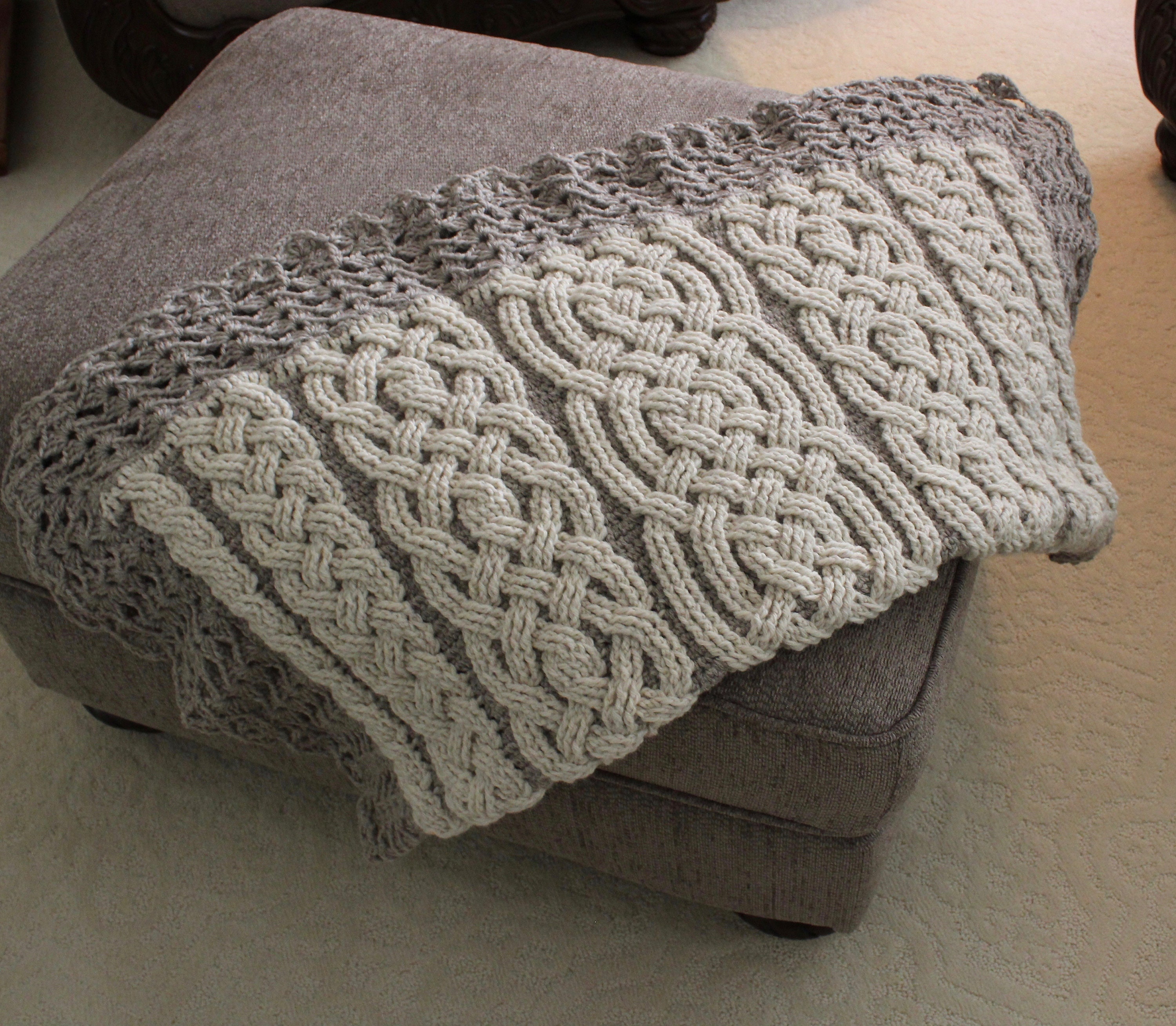 Crochet Blanket Pattern Chenonceau Cable Braided Blanket image