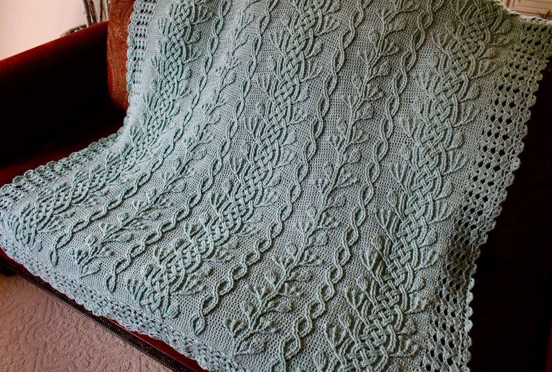 Crochet Blanket Pattern Celtic Garden Braided Cable Blanket Afghan Throw Crochet Pattern Home Decor image 5