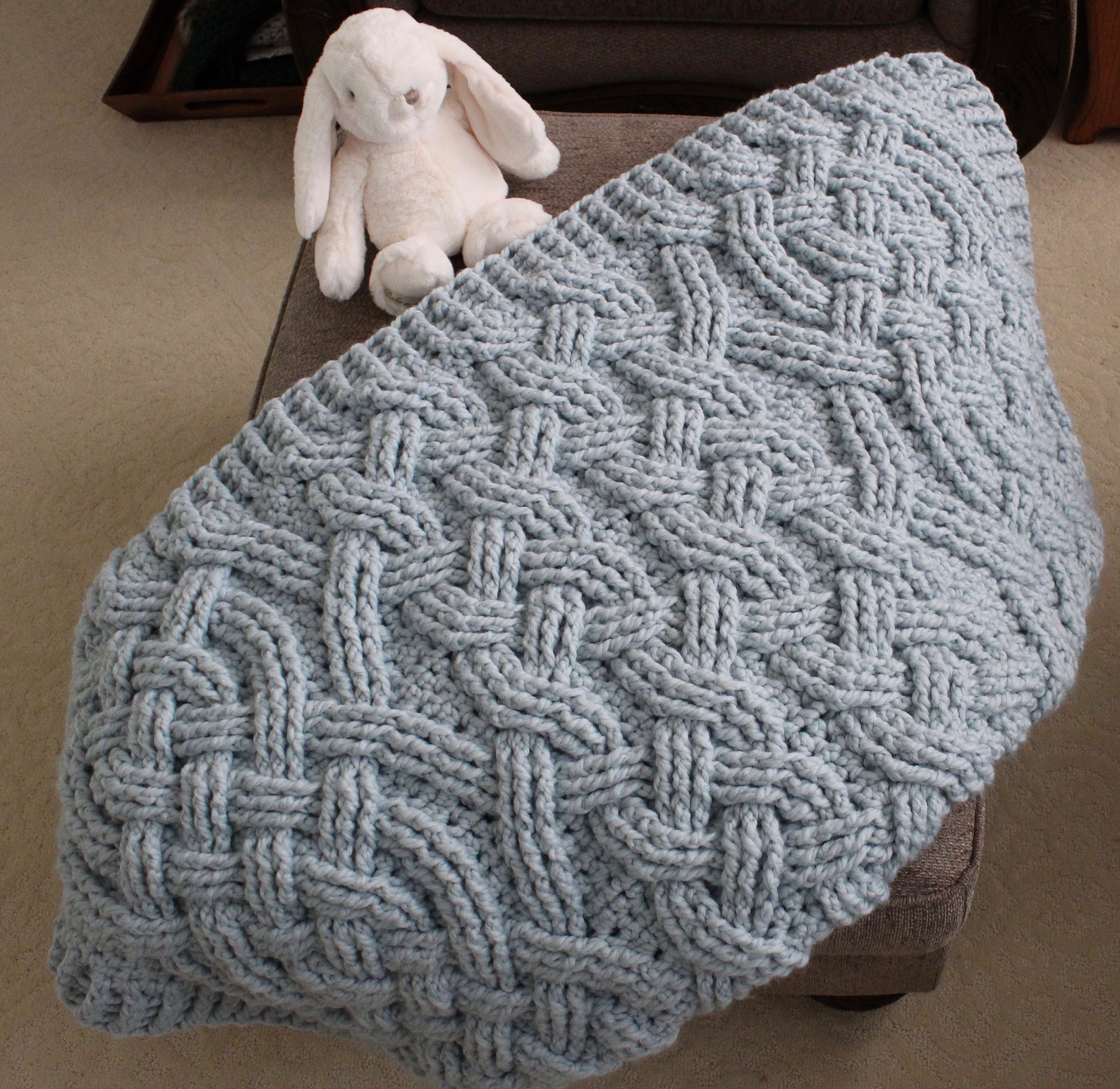 Moonbeam Cable Braided Blanket Throw Afghan Crochet Pattern for Men and ...