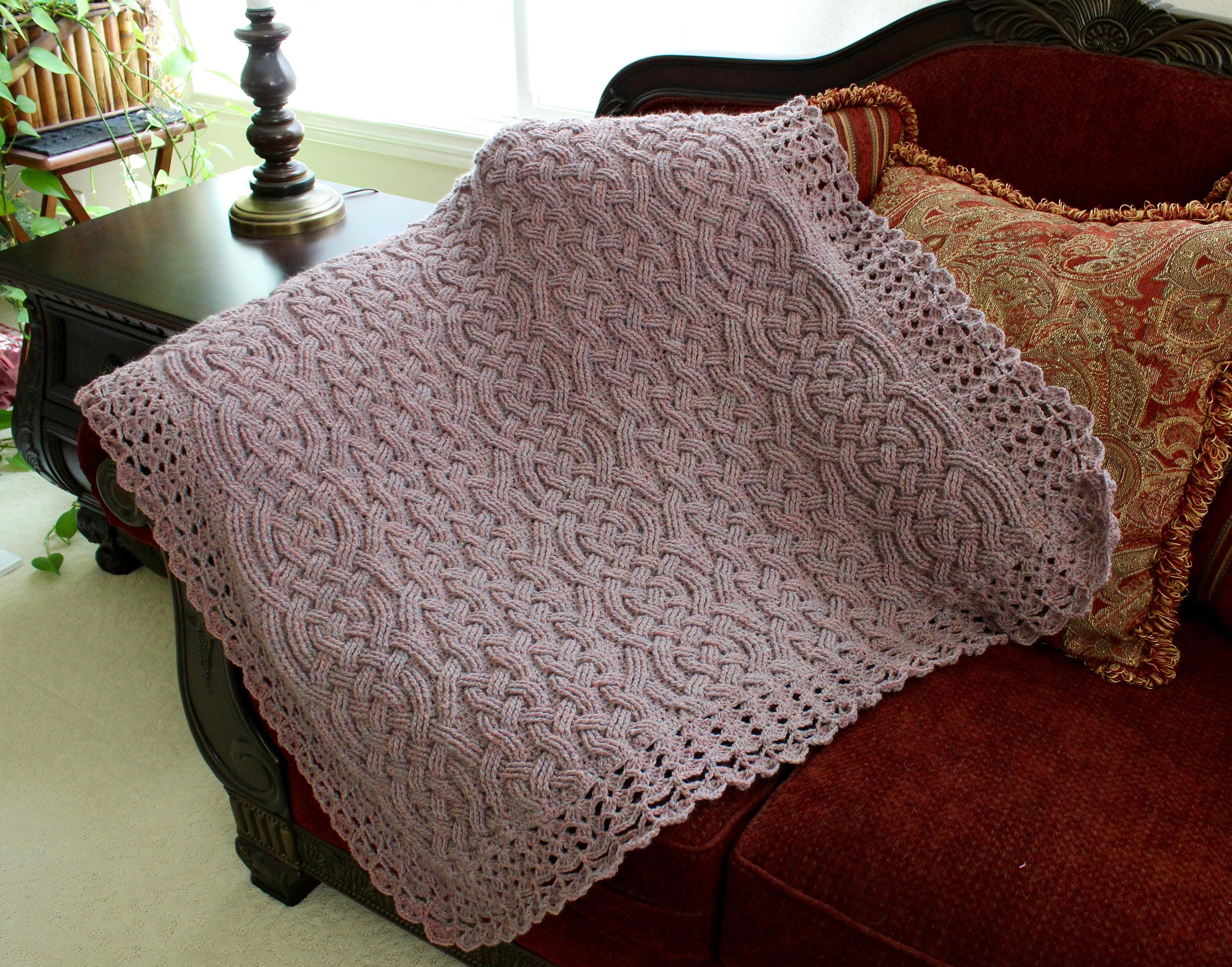 Crochet Blanket Pattern Stonehaven Braided Cable Aran Blanket Etsy