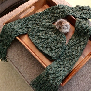 Crochet Scarf Pattern, Evergreen Cable Braided Scarf Crochet Pattern for Women and Men Aran Celtic Cable Scarf Cowl