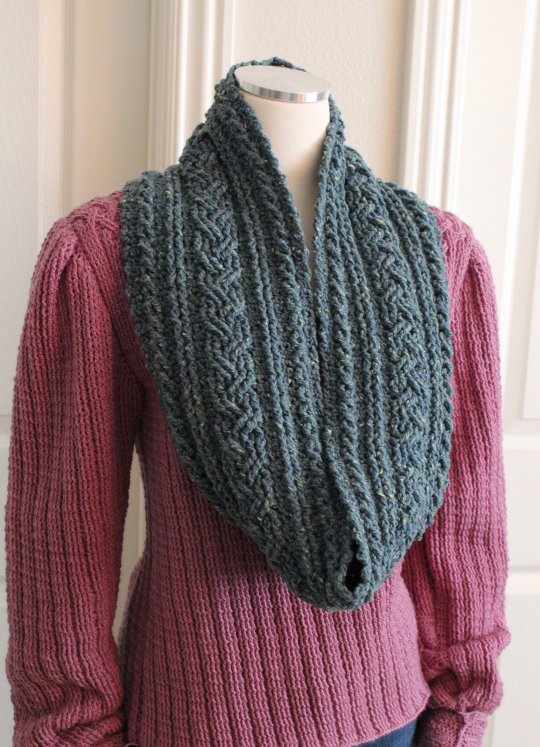 【ROMANTIC CROWN】22FW★ CABLE KNIT SHAWL MUFFLER Manknit Man Mammoth Aran Scarf Knitting Pattern - Men Cable