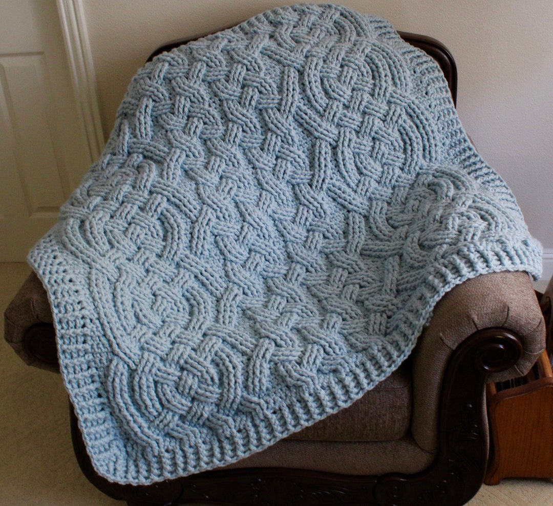 Moonbeam Cable Braided Blanket Throw Afghan Crochet Pattern Etsy