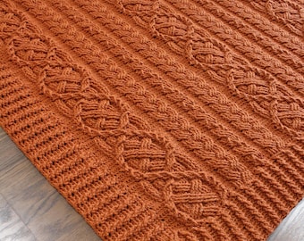 Crochet Blanket Pattern, Double Twist Cable Blanket Cable Scarf Crochet Pattern for Men and Women PDF download Celtic Crochet Pattern