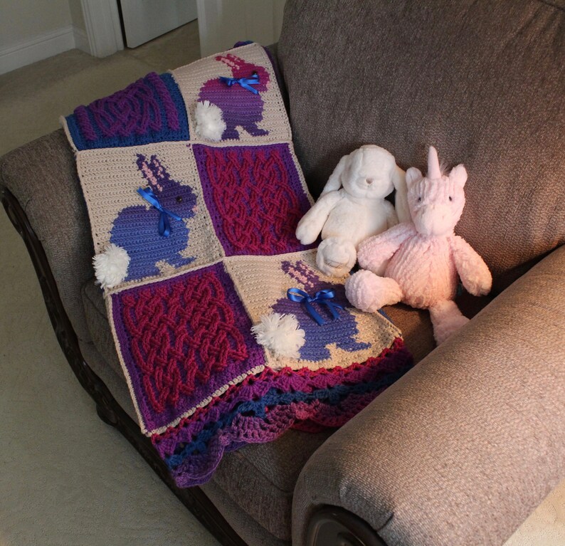 Crochet Blanket Pattern Bunny Cable Braided Blanket Crochet | Etsy