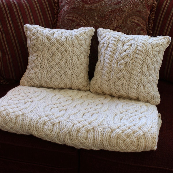 Skara Brae Cable Pillow Crochet Pattern Home Decor Matching Set Pillow Celtic Crochet Pattern Nursery Aran Men Women Pillow