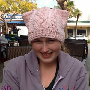 Inverness Cable Cat Hat Crochet Pattern for Women and Men image 1