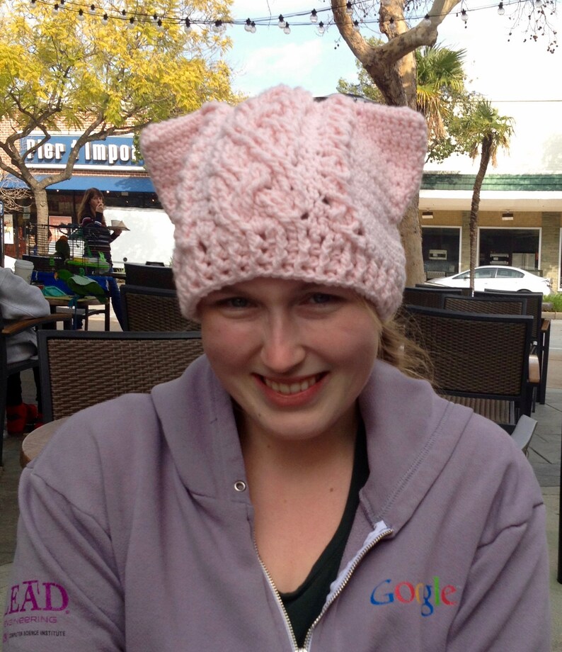 Inverness Cable Cat Hat Crochet Pattern for Women and Men image 1