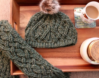 Crochet Hat Pattern, Evergreen Hat Cable Braided Crochet Pattern for Women and Men, Irish Aran Cable Crochet Hat