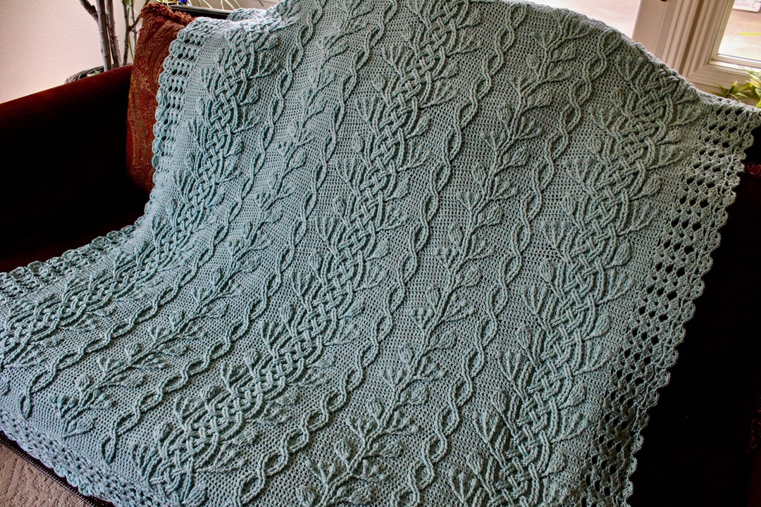 Crochet Blanket Pattern Celtic Garden Braided Cable Blanket Afghan Throw Crochet Pattern Home Decor