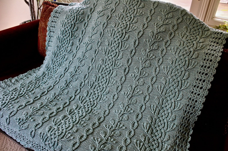 Crochet Blanket Pattern Celtic Garden Braided Cable Blanket Afghan Throw Crochet Pattern Home Decor image 1