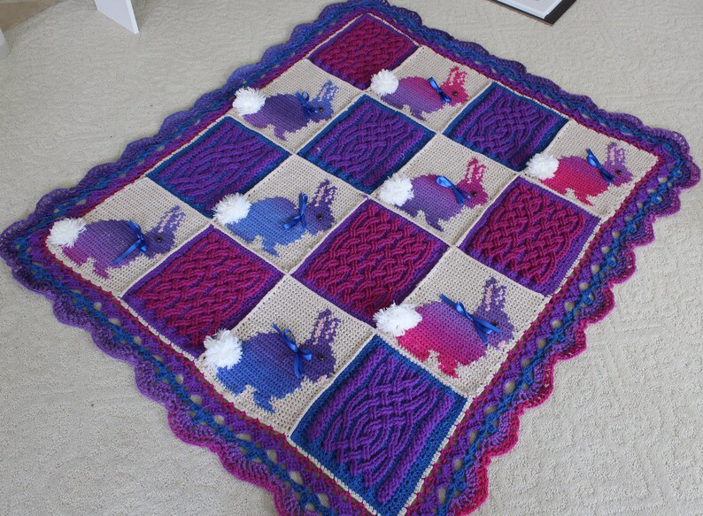 Crochet Blanket Pattern Bunny Cable Braided Blanket Crochet Pattern ...