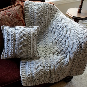 Crochet Blanket Pattern Irish Lullaby Cable Braided Blanket Crochet Pattern Baby Blanket Throw Afghan Bulky Chunky Yarn Nursery Aran Celtic image 1