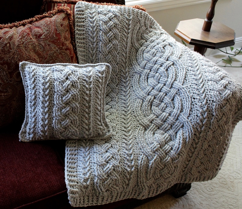 Crochet Blanket Pattern Irish Lullaby Cable Braided Blanket Crochet Pattern Baby Blanket Throw Afghan Bulky Chunky Yarn Nursery Aran Celtic image 2