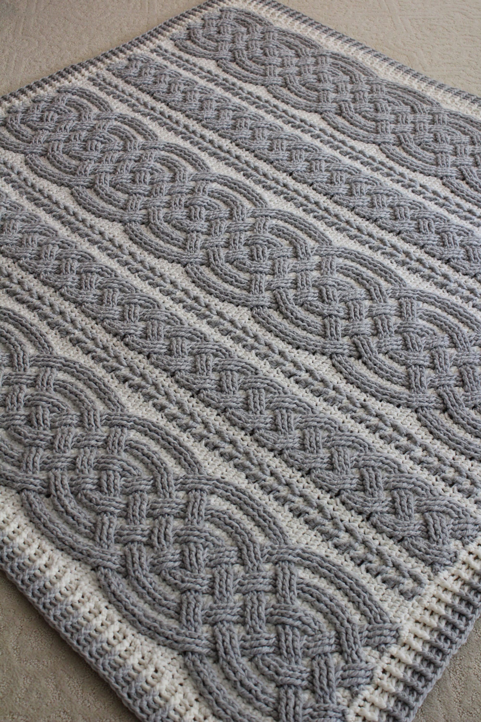 Crochet Blanket Pattern Large Chambord Cable Braided Blanket