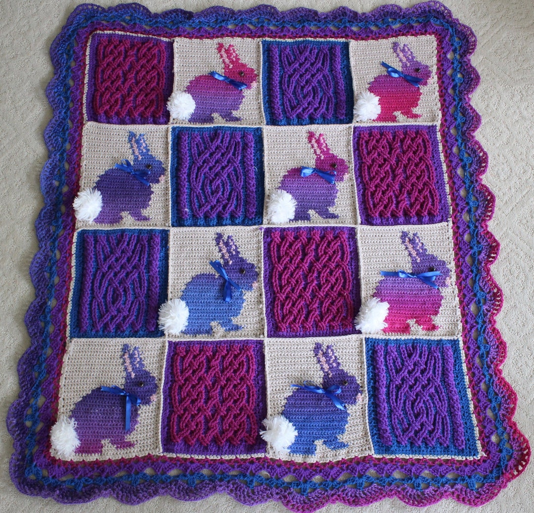 Crochet Blanket Pattern Bunny Cable Braided Blanket Crochet Pattern ...