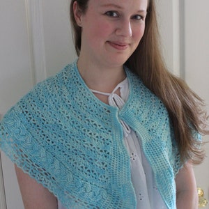 Cinque Terre Shawl Crochet Pattern Cable Scarf Shawl Women Clothing Lace Beach Summer Bolero Caplet image 5