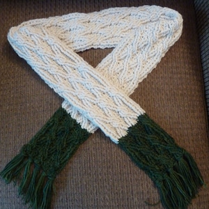 Crochet Scarf Pattern, Color Block Cable Scarf Crochet Pattern for Women or Men