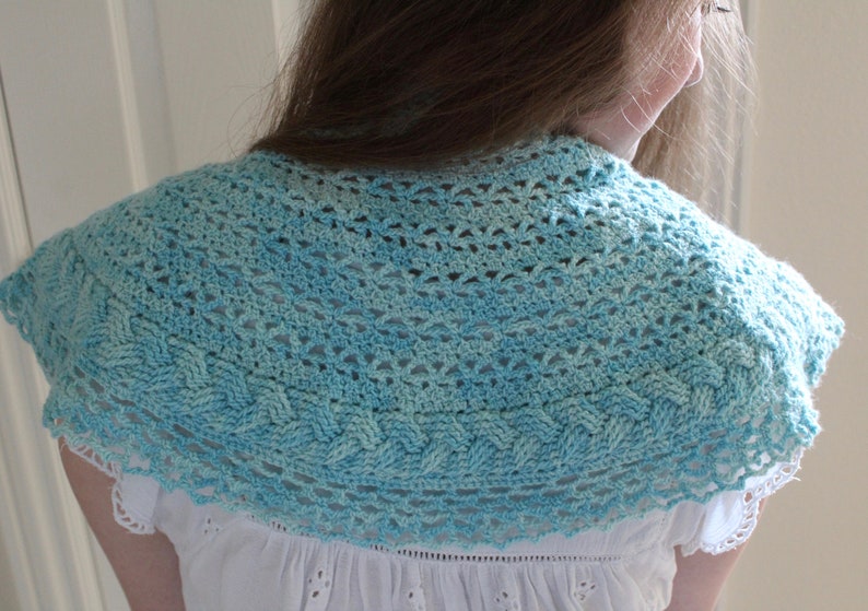 Cinque Terre Shawl Crochet Pattern Cable Scarf Shawl Women Clothing Lace Beach Summer Bolero Caplet image 4