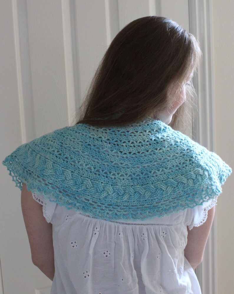 Cinque Terre Shawl Crochet Pattern Cable Scarf Shawl Women Clothing Lace Beach Summer Bolero Caplet image 2