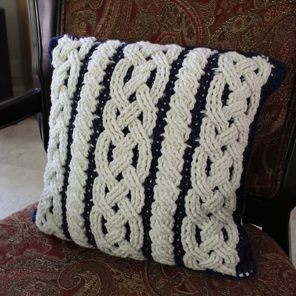 Crochet Pillow Pattern Delft Cable Braided Throw Pillow shams Pillow covers crochet pillowcase pattern Home Decor