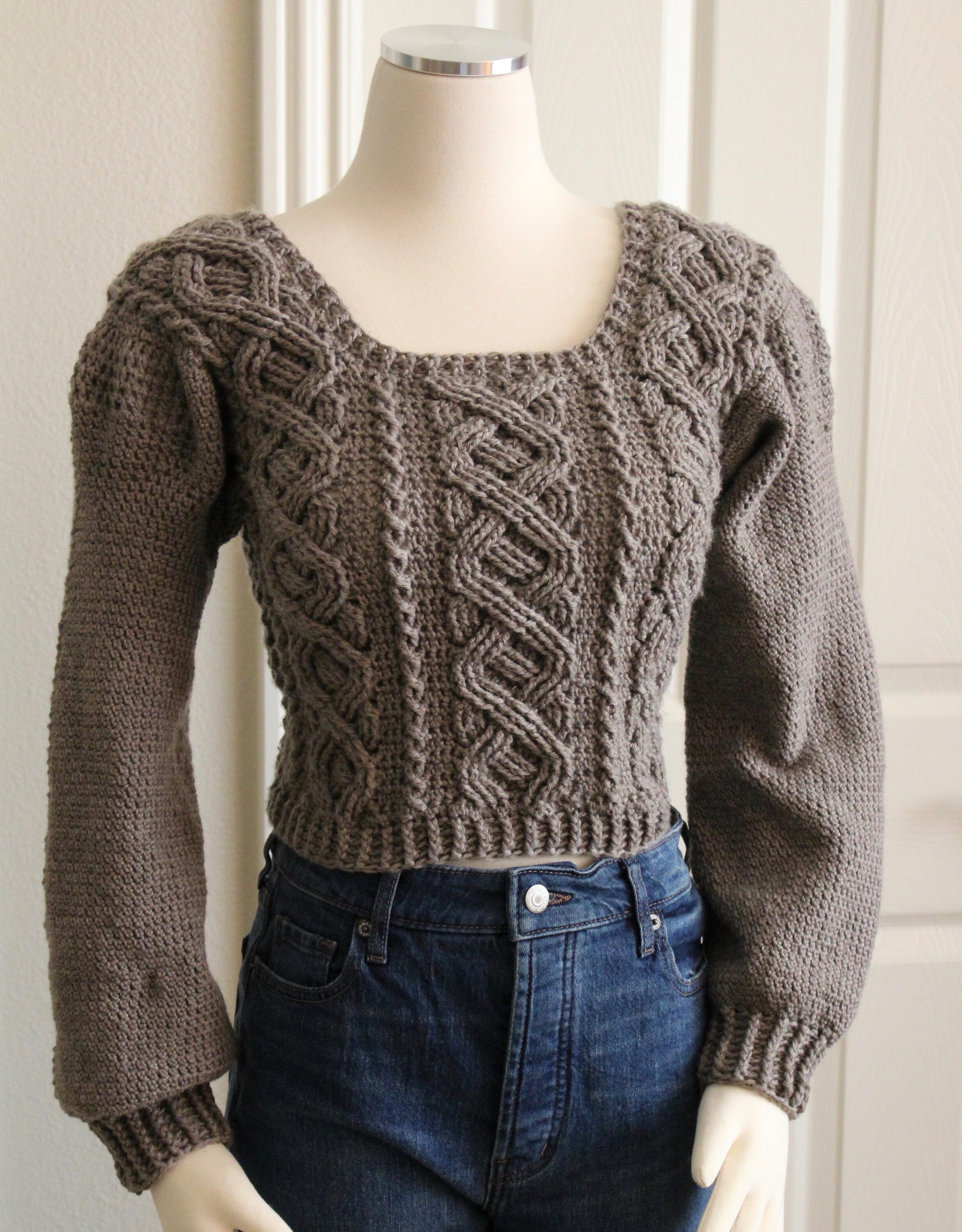 Crochet Cropped Sweater Vest Pattern Cable Braided Sweater Etsy