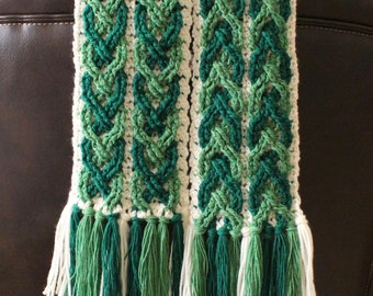 Crochet Scarf Pattern, Verde Braided Cable Scarf Crochet Pattern for Men and Women PDF download Celtic Crochet Pattern Clothing