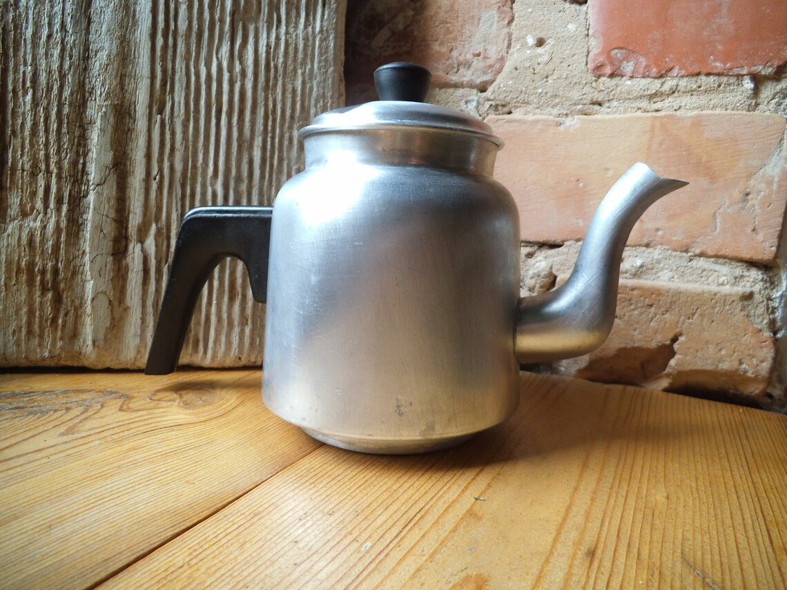 Aluminum Tea Kettle Coffee Pot With Lid Rustic Farmhouse Kitchen Decor