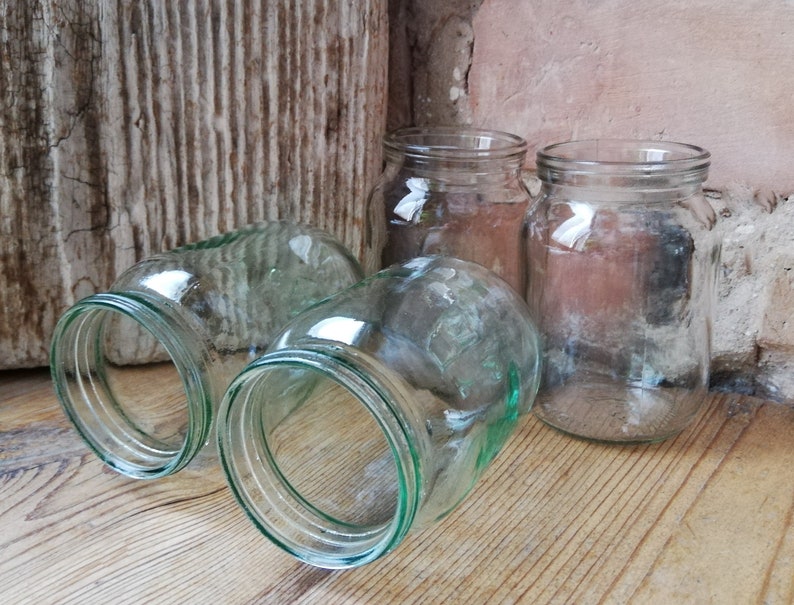 Small Glass Jars Set of 4 Glass Tea Light Jar Glass Wedding Etsy