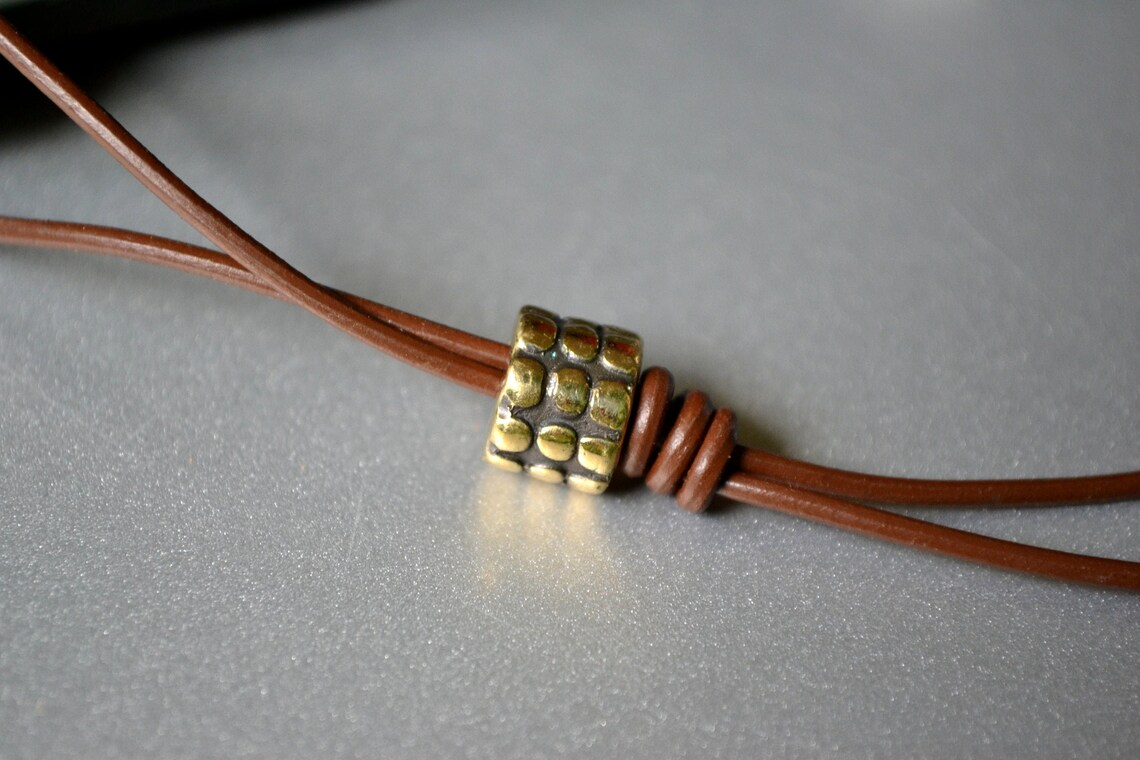 Leather knife lanyard with brass bead edc tactical custom Etsy