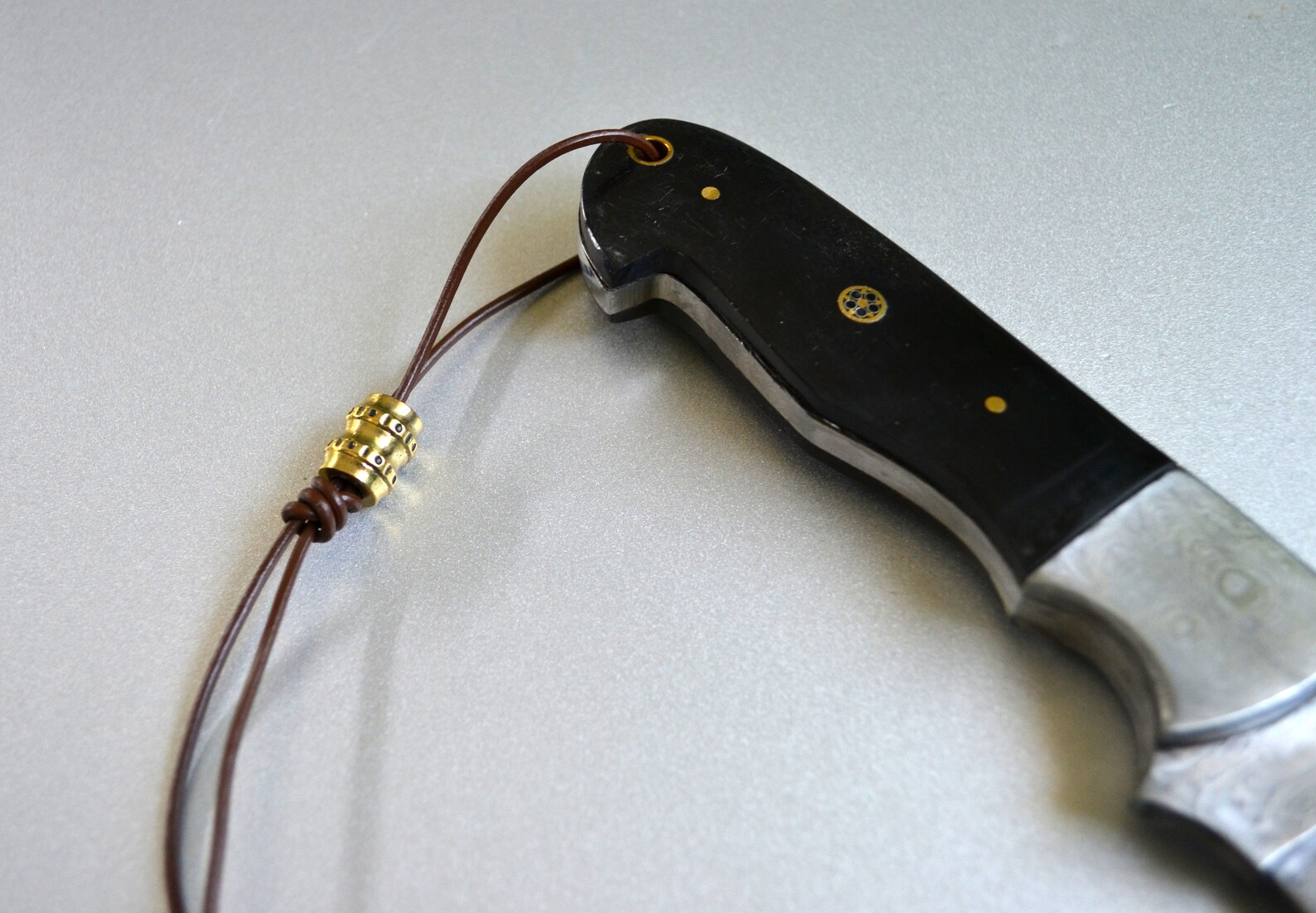 Leather Knife Lanyard With Brass Bead Edc Tactical Custom Etsy